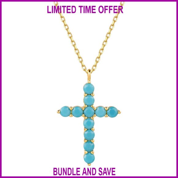 18K Gold Plated Cross Necklace 925 Sterling Silver Cubic Zirconia Pendant